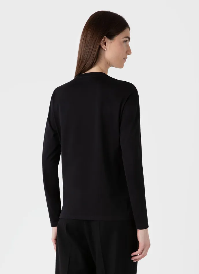 ussunspel Long Sleeve Boy Fit Tshirt Black Women Tshirts and Tops ussunspel Long Sleeve Boy Fit Tshirt Black Women Tshirts and Tops