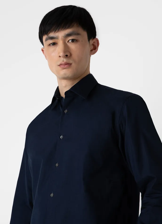 ussunspel Shirts Men Sea Island Cotton Shirt Navy ussunspel Shirts Men Sea Island Cotton Shirt Navy