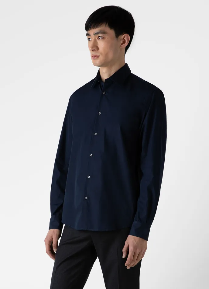 ussunspel Shirts Men Sea Island Cotton Shirt Navy ussunspel Shirts Men Sea Island Cotton Shirt Navy