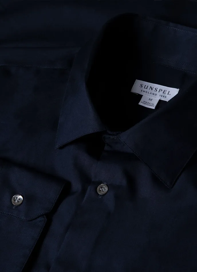 ussunspel Shirts Men Sea Island Cotton Shirt Navy ussunspel Shirts Men Sea Island Cotton Shirt Navy