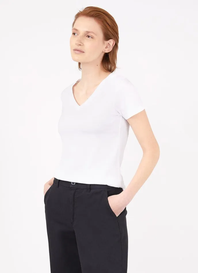 V Neck Tshirt White Women SUNSPEL Tshirts and Tops