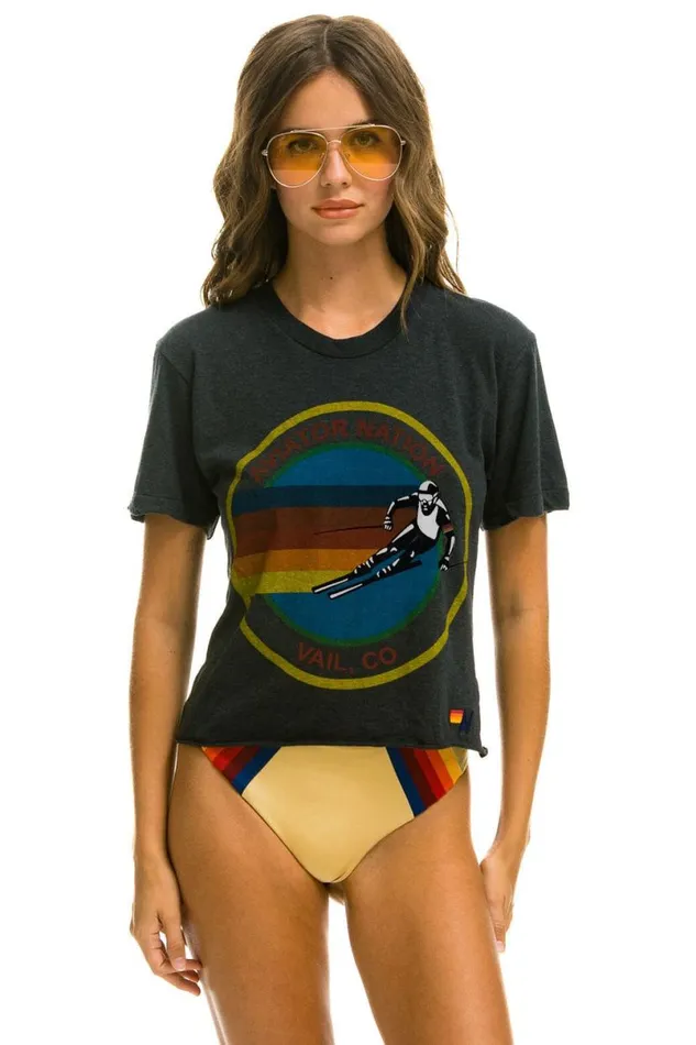 Vail Boyfriend Tee 8211 Charcoal Women Aviator Nation Tees