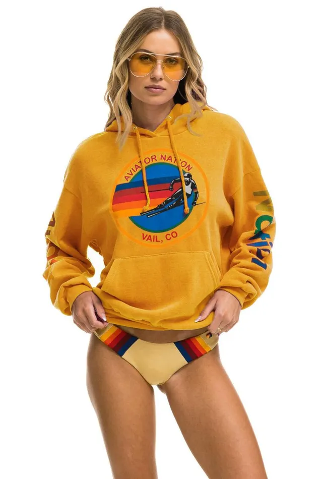 Vail Relaxed Pullover Hoodie 8211 Gold WomenMen Aviator Nation Hoodies