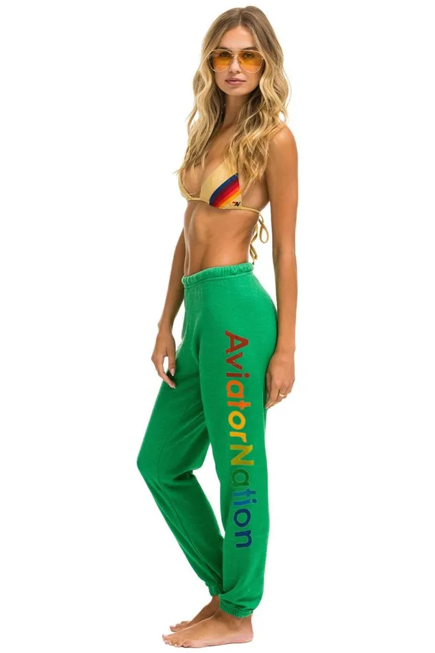 Vail Sweatpant 8211 Kelly Green Women Aviator Nation Sweatpants