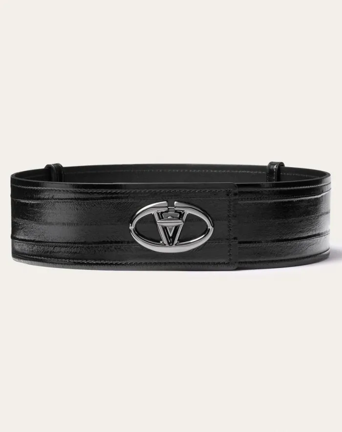 Valentino Belts Woman The Bold Edition Vlogo Eel Belt 60 Mm For Woman In Black Black Valentino Belts Woman The Bold Edition Vlogo Eel Belt 60 Mm For Woman In Black Black