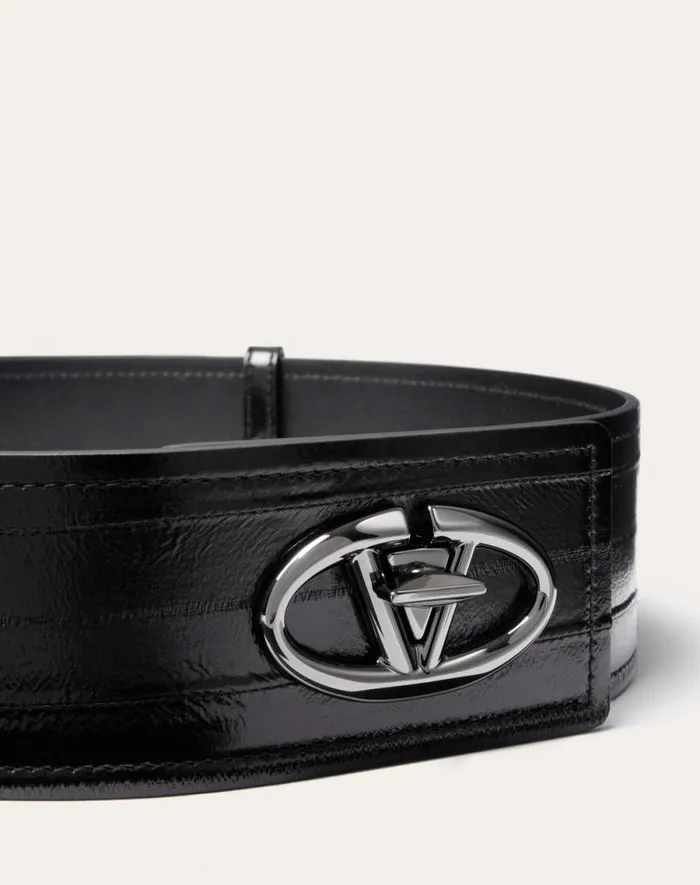 Valentino Belts Woman The Bold Edition Vlogo Eel Belt 60 Mm For Woman In Black Black Valentino Belts Woman The Bold Edition Vlogo Eel Belt 60 Mm For Woman In Black Black