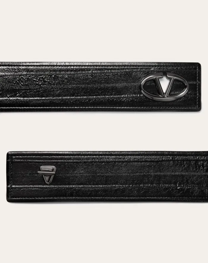 Valentino Belts Woman The Bold Edition Vlogo Eel Belt 60 Mm For Woman In Black Black Valentino Belts Woman The Bold Edition Vlogo Eel Belt 60 Mm For Woman In Black Black
