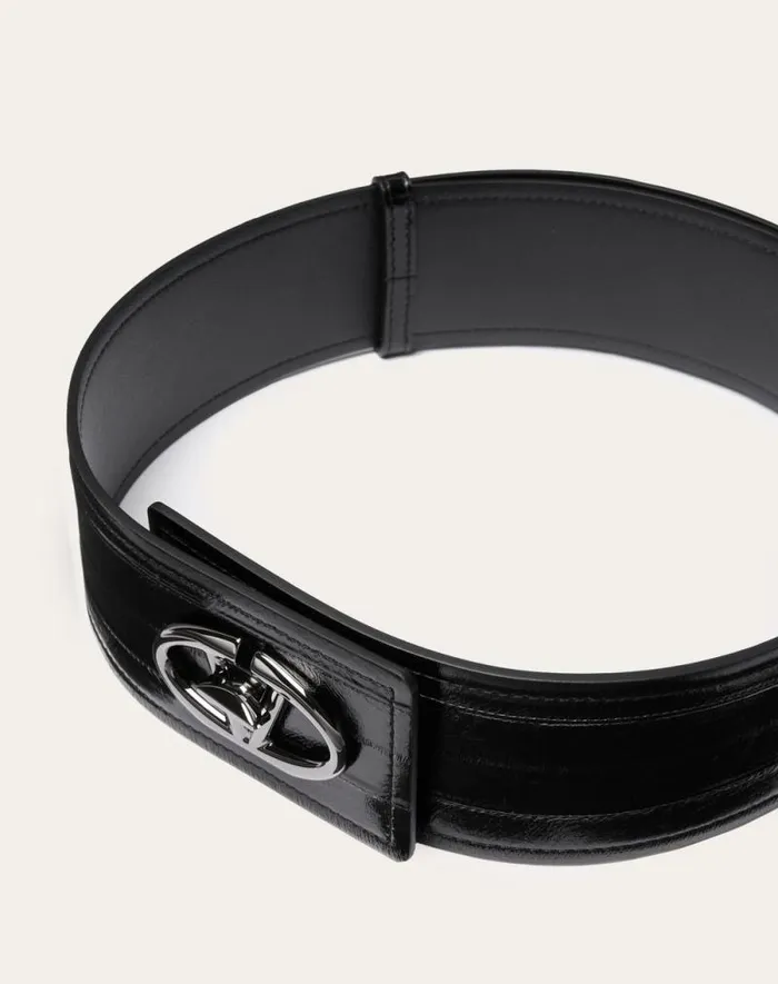 Valentino Belts Woman The Bold Edition Vlogo Eel Belt 60 Mm For Woman In Black Black Valentino Belts Woman The Bold Edition Vlogo Eel Belt 60 Mm For Woman In Black Black