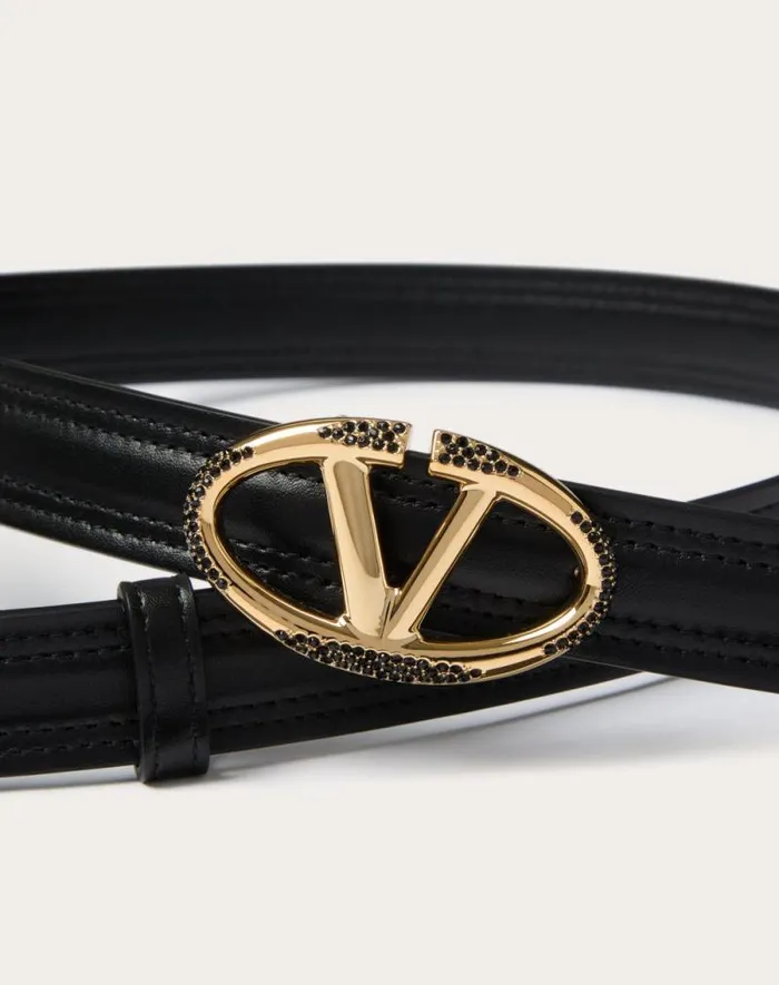 Valentino Belts Woman The Bold Edition Vlogo Shiny Calfskin Belt 20 Mm For Woman In Multicolour Multicolour