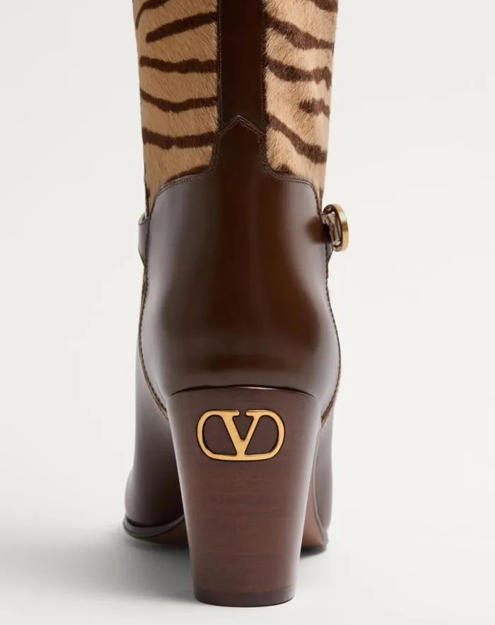 Valentino Boots Woman Pattie Boot In Ponyeffect Calfskin 75mm For Woman In Beige Beige Valentino Boots Woman Pattie Boot In Ponyeffect Calfskin 75mm For Woman In Beige Beige