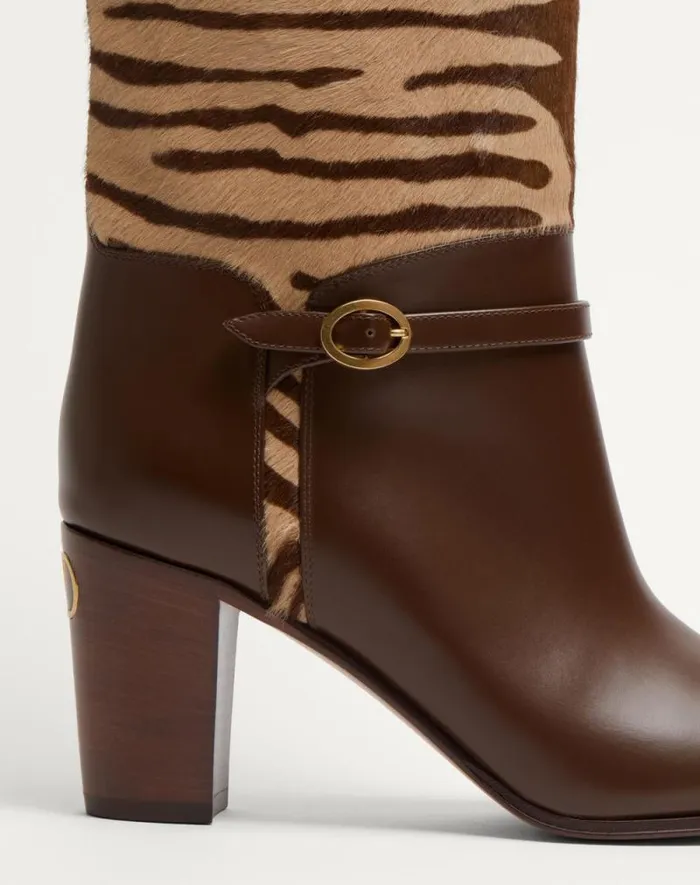 Valentino Boots Woman Pattie Boot In Ponyeffect Calfskin 75mm For Woman In Beige Beige Valentino Boots Woman Pattie Boot In Ponyeffect Calfskin 75mm For Woman In Beige Beige