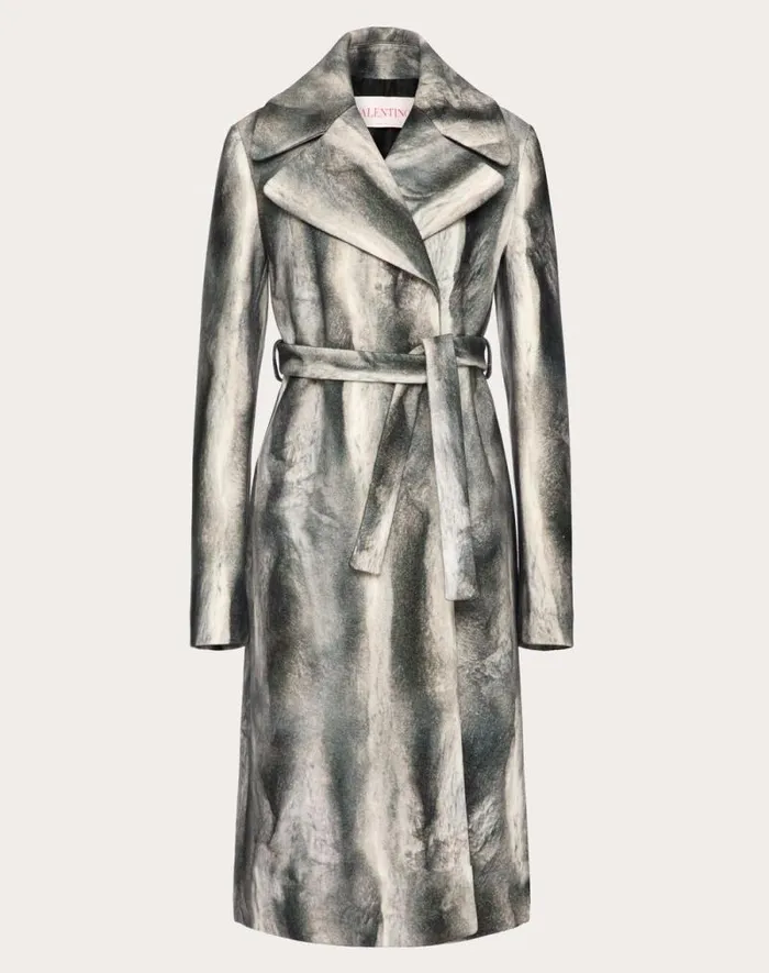 Valentino Coats And Outerwear Woman Valentino Wildprint Soft Coat For Woman In Black Black