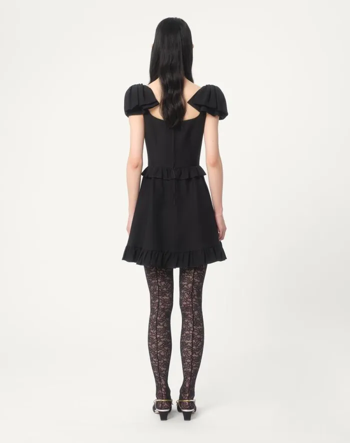 Valentino Dresses Woman Crepe Couture Short Dress For Woman In Black Black Valentino Dresses Woman Crepe Couture Short Dress For Woman In Black Black