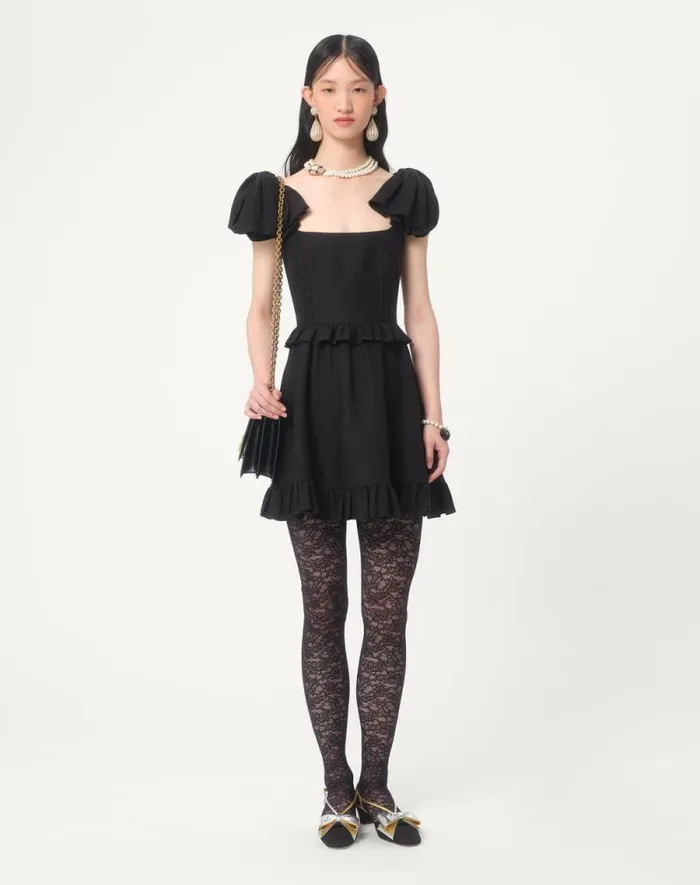 Valentino Dresses Woman Crepe Couture Short Dress For Woman In Black Black Valentino Dresses Woman Crepe Couture Short Dress For Woman In Black Black