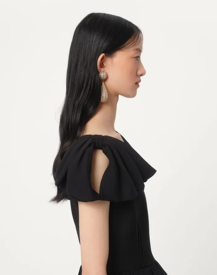 Valentino Dresses Woman Crepe Couture Short Dress For Woman In Black Black Valentino Dresses Woman Crepe Couture Short Dress For Woman In Black Black