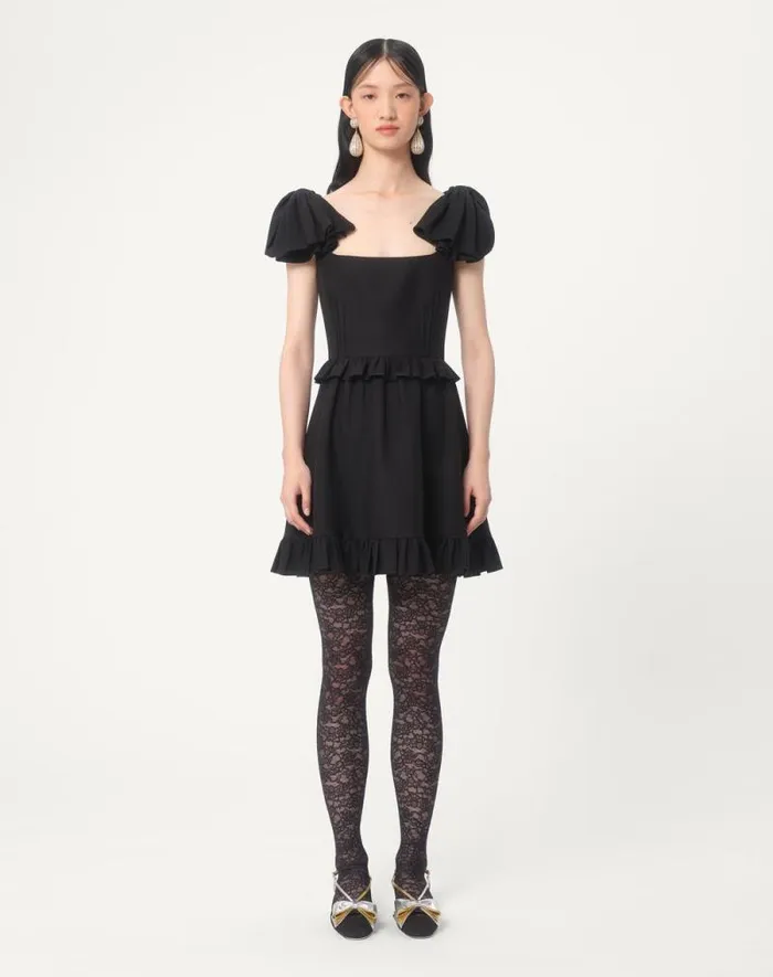 Valentino Dresses Woman Crepe Couture Short Dress For Woman In Black Black Valentino Dresses Woman Crepe Couture Short Dress For Woman In Black Black
