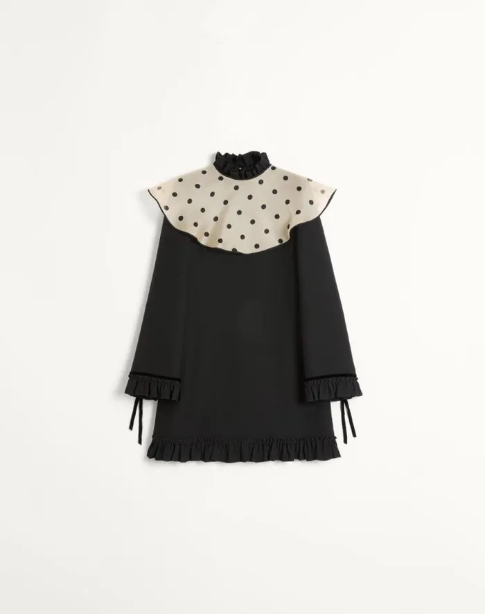 Valentino Dresses Woman Crepe Couture Short Dress For Woman In Blackivory Blackivory Valentino Dresses Woman Crepe Couture Short Dress For Woman In Blackivory Blackivory
