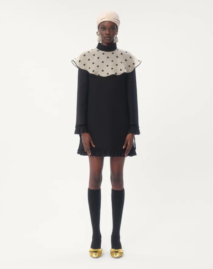 Valentino Dresses Woman Crepe Couture Short Dress For Woman In Blackivory Blackivory Valentino Dresses Woman Crepe Couture Short Dress For Woman In Blackivory Blackivory