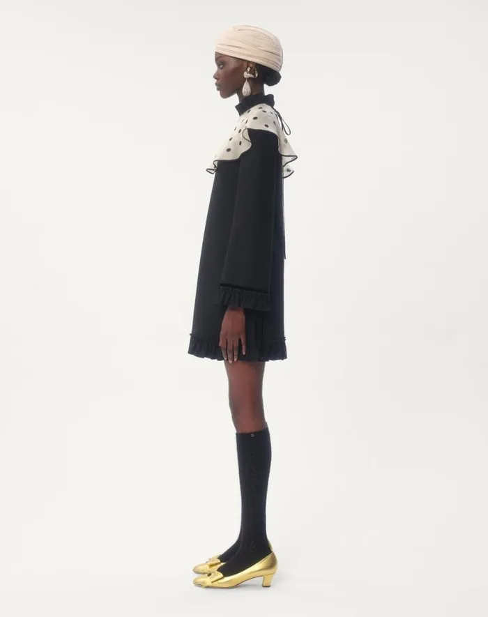 Valentino Dresses Woman Crepe Couture Short Dress For Woman In Blackivory Blackivory Valentino Dresses Woman Crepe Couture Short Dress For Woman In Blackivory Blackivory