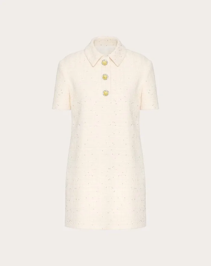 Valentino Dresses Woman Delicate Tweed Short Dress For Woman In Natural Natural Valentino Dresses Woman Delicate Tweed Short Dress For Woman In Natural Natural