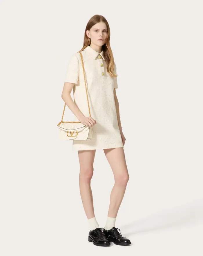 Valentino Dresses Woman Delicate Tweed Short Dress For Woman In Natural Natural Valentino Dresses Woman Delicate Tweed Short Dress For Woman In Natural Natural