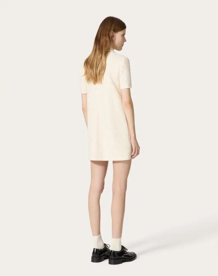 Valentino Dresses Woman Delicate Tweed Short Dress For Woman In Natural Natural Valentino Dresses Woman Delicate Tweed Short Dress For Woman In Natural Natural