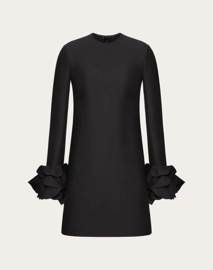 Valentino Dresses Woman Embroidered Crepe Couture Short Dress For Woman In Black Black Valentino Dresses Woman Embroidered Crepe Couture Short Dress For Woman In Black Black