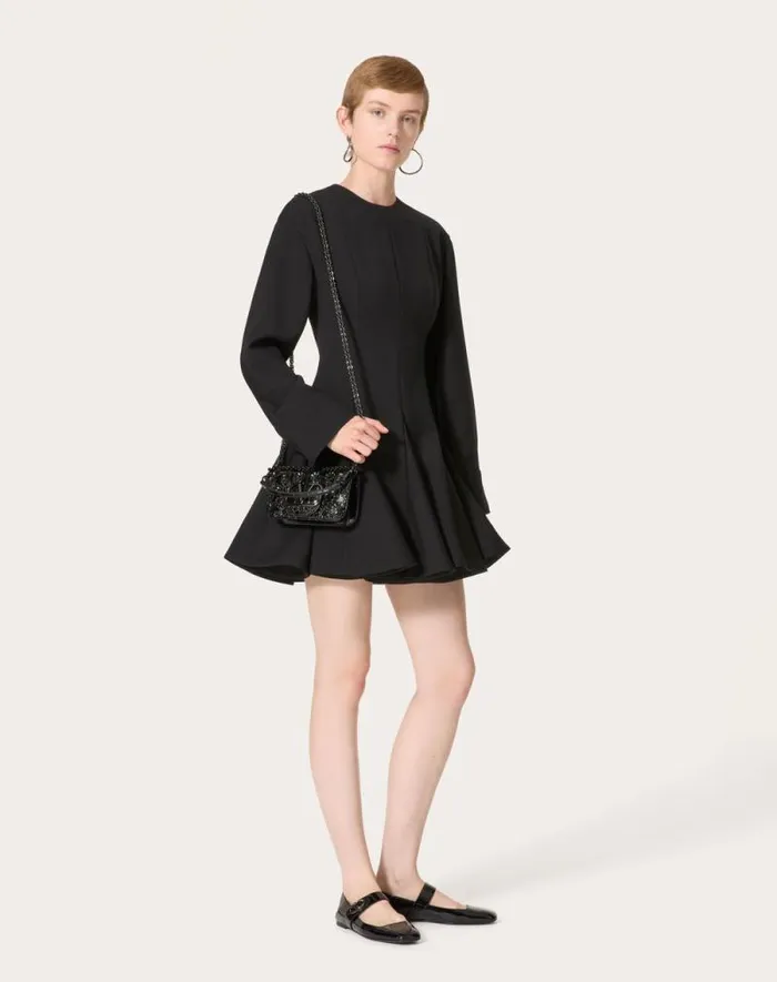Valentino Dresses Woman Luxury Crepe Short Dress For Woman In Black Black Valentino Dresses Woman Luxury Crepe Short Dress For Woman In Black Black