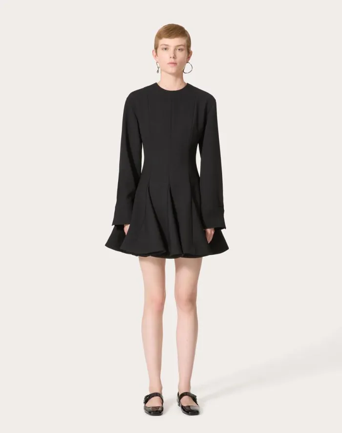 Valentino Dresses Woman Luxury Crepe Short Dress For Woman In Black Black Valentino Dresses Woman Luxury Crepe Short Dress For Woman In Black Black