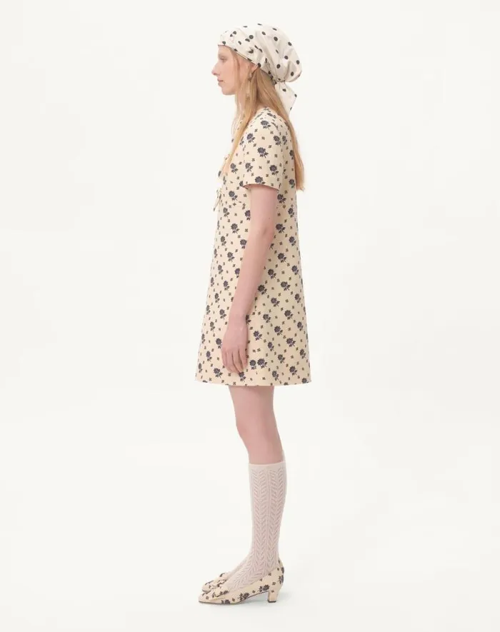 Valentino Dresses Woman Short Dress In Crepe Couture Fiorellino Blu Papier Floral For Woman In Latteblue Latteblue Valentino Dresses Woman Short Dress In Crepe Couture Fiorellino Blu Papier Floral For Woman In Latteblue Latteblue