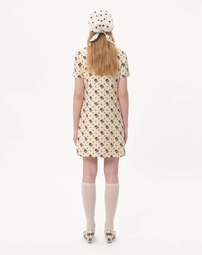 Valentino Dresses Woman Short Dress In Crepe Couture Fiorellino Blu Papier Floral For Woman In Latteblue Latteblue Valentino Dresses Woman Short Dress In Crepe Couture Fiorellino Blu Papier Floral For Woman In Latteblue Latteblue