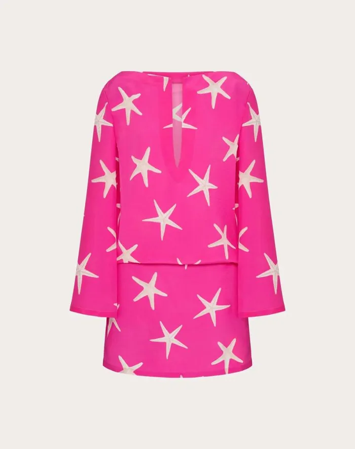 Valentino Dresses Woman Starfish Crepe De Chine Short Dress For Woman In Ivorypink Pp Ivorypink Pp Valentino Dresses Woman Starfish Crepe De Chine Short Dress For Woman In Ivorypink Pp Ivorypink Pp
