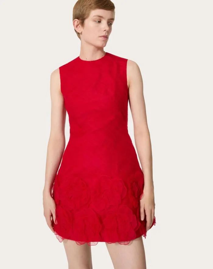 Valentino Dresses Woman Tulle Illusione Embroidered Short Dress For Woman In Red Red Valentino Dresses Woman Tulle Illusione Embroidered Short Dress For Woman In Red Red