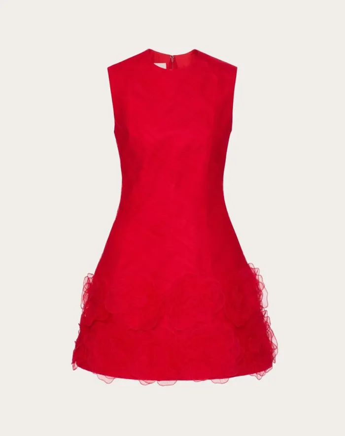 Valentino Dresses Woman Tulle Illusione Embroidered Short Dress For Woman In Red Red Valentino Dresses Woman Tulle Illusione Embroidered Short Dress For Woman In Red Red