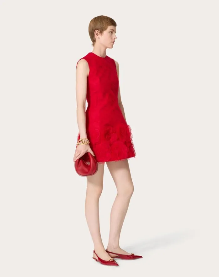 Valentino Dresses Woman Tulle Illusione Embroidered Short Dress For Woman In Red Red Valentino Dresses Woman Tulle Illusione Embroidered Short Dress For Woman In Red Red