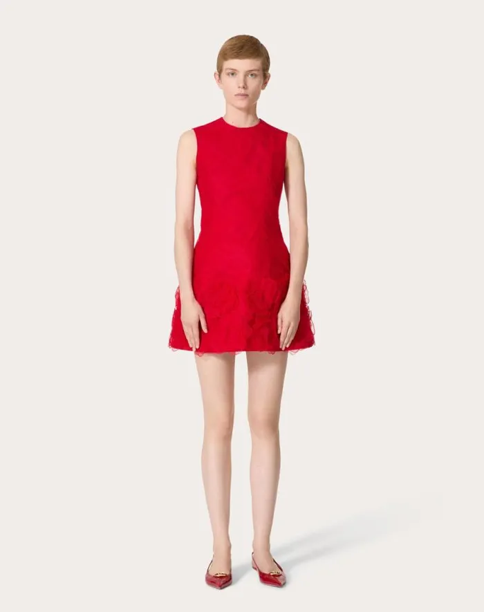 Valentino Dresses Woman Tulle Illusione Embroidered Short Dress For Woman In Red Red Valentino Dresses Woman Tulle Illusione Embroidered Short Dress For Woman In Red Red