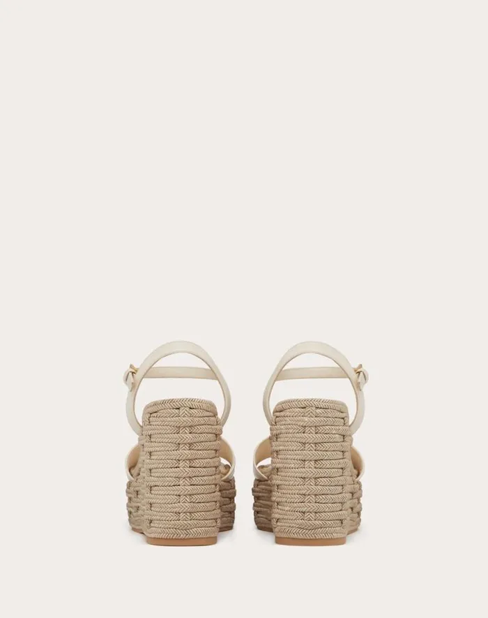 Valentino Espadrilles And Wedges Woman Vlogo Calfskin Cutout Wedge Sandal 110mm For Woman In Ivoryantique Brass Ivoryantique Brass Valentino Espadrilles And Wedges Woman Vlogo Calfskin Cutout Wedge Sandal 110mm For Woman In Ivoryantique Brass Ivoryantique Brass
