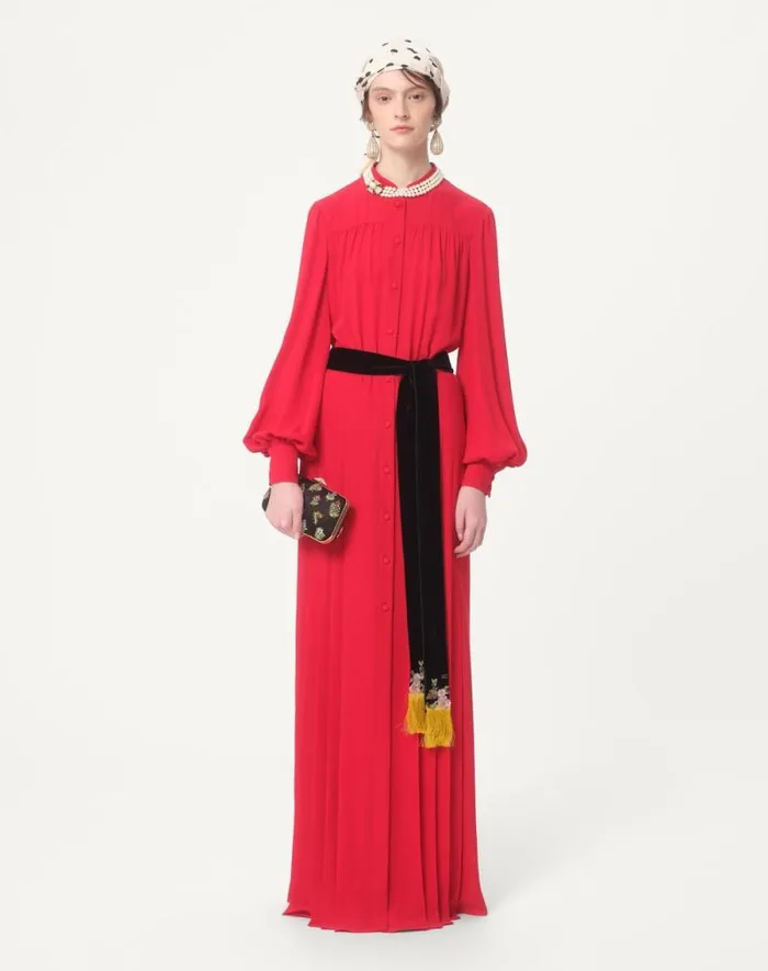 Valentino Gowns Woman Georgette Long Dress For Woman In Red Red Valentino Gowns Woman Georgette Long Dress For Woman In Red Red
