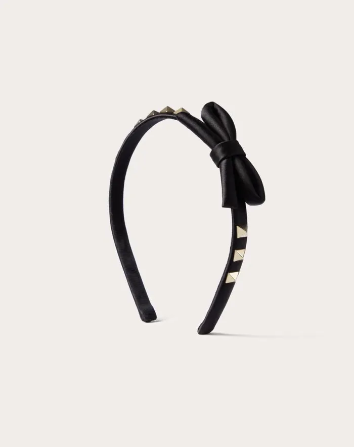 Valentino Hair Accessories Woman Rockstud Satin And Metal Headband For Woman In Black Black Valentino Hair Accessories Woman Rockstud Satin And Metal Headband For Woman In Black Black