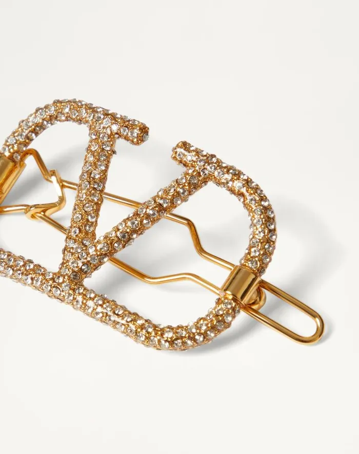 Valentino Hair Accessories Woman Vlogo Signature Metal And Swarovski Crystal Hair Accessory For Woman In Gold Gold Valentino Hair Accessories Woman Vlogo Signature Metal And Swarovski Crystal Hair Accessory For Woman In Gold Gold