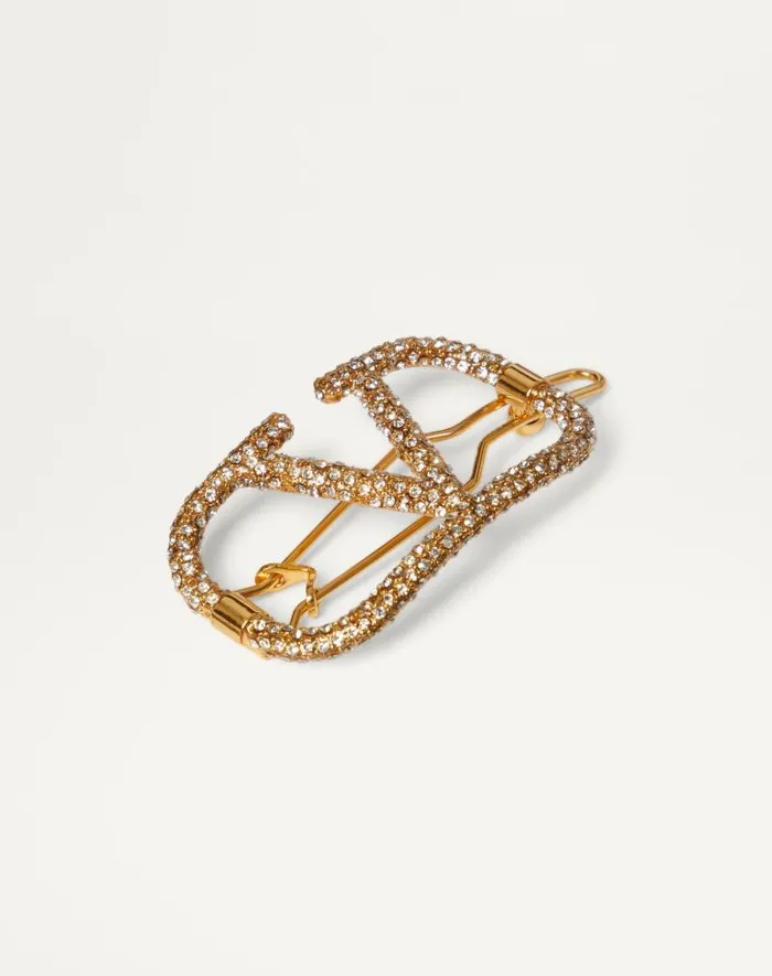 Valentino Hair Accessories Woman Vlogo Signature Metal And Swarovski Crystal Hair Accessory For Woman In Gold Gold Valentino Hair Accessories Woman Vlogo Signature Metal And Swarovski Crystal Hair Accessory For Woman In Gold Gold