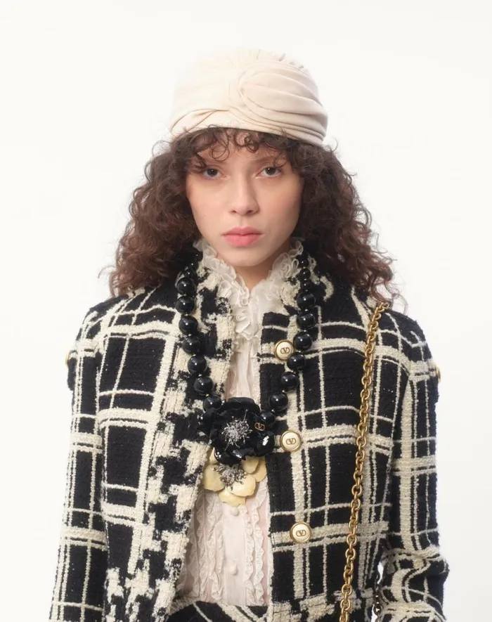 Valentino Jackets And Blazers Woman Caban In Macro Check Tweed For Woman In Blackivory Blackivory Valentino Jackets And Blazers Woman Caban In Macro Check Tweed For Woman In Blackivory Blackivory
