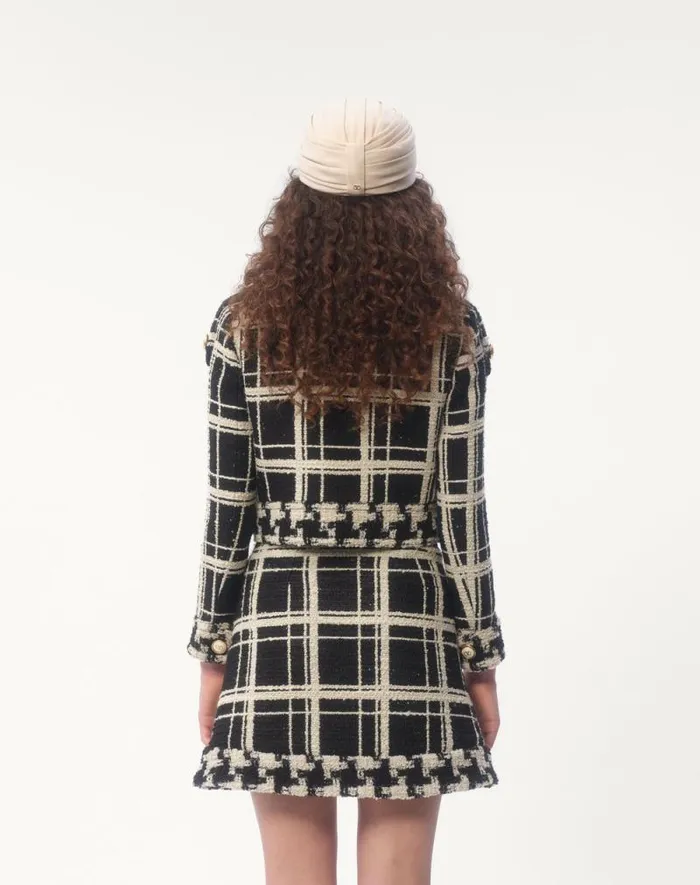 Valentino Jackets And Blazers Woman Caban In Macro Check Tweed For Woman In Blackivory Blackivory Valentino Jackets And Blazers Woman Caban In Macro Check Tweed For Woman In Blackivory Blackivory