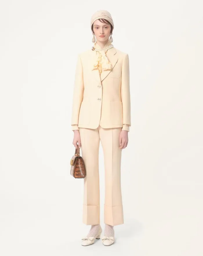 Valentino Jackets And Blazers Woman Crepe Couture Blazer For Woman In Birch Birch Valentino Jackets And Blazers Woman Crepe Couture Blazer For Woman In Birch Birch