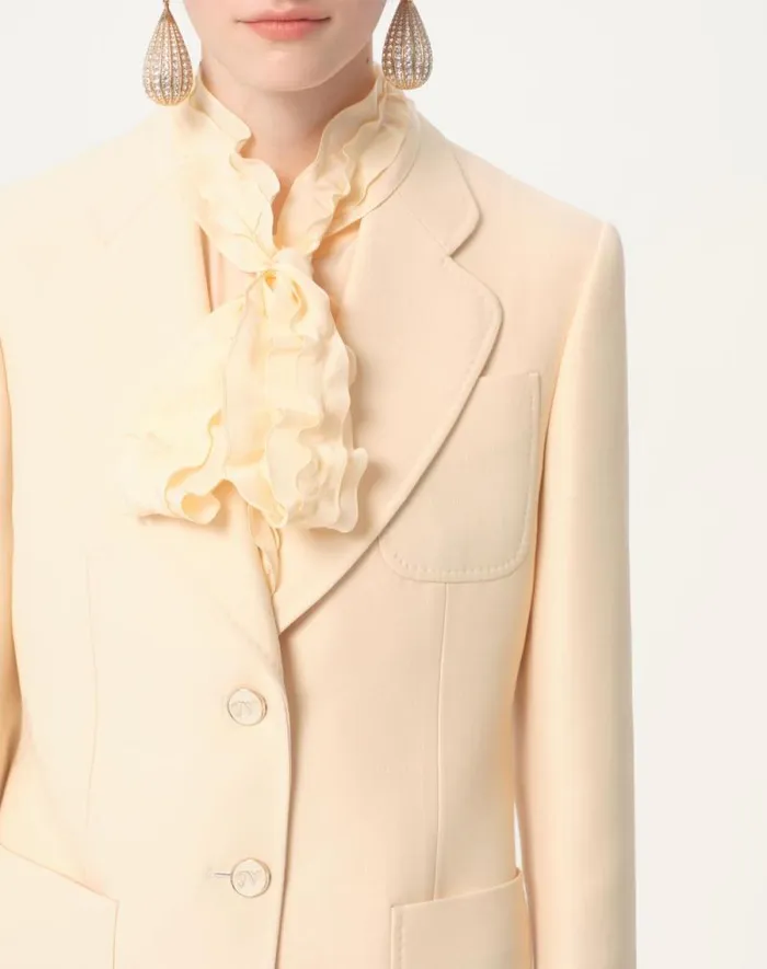 Valentino Jackets And Blazers Woman Crepe Couture Blazer For Woman In Birch Birch Valentino Jackets And Blazers Woman Crepe Couture Blazer For Woman In Birch Birch
