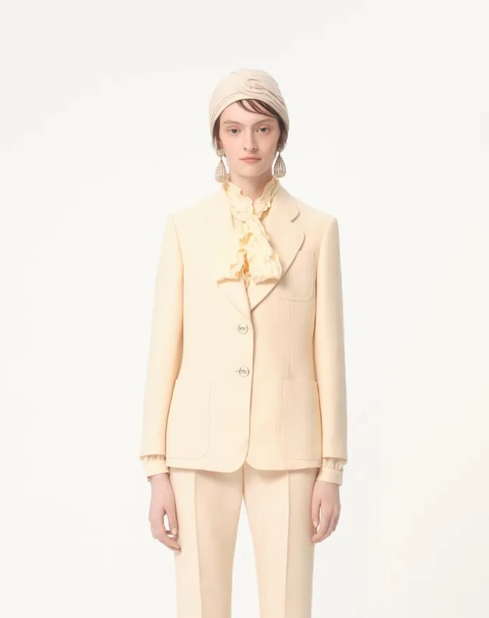 Valentino Jackets And Blazers Woman Crepe Couture Blazer For Woman In Birch Birch Valentino Jackets And Blazers Woman Crepe Couture Blazer For Woman In Birch Birch