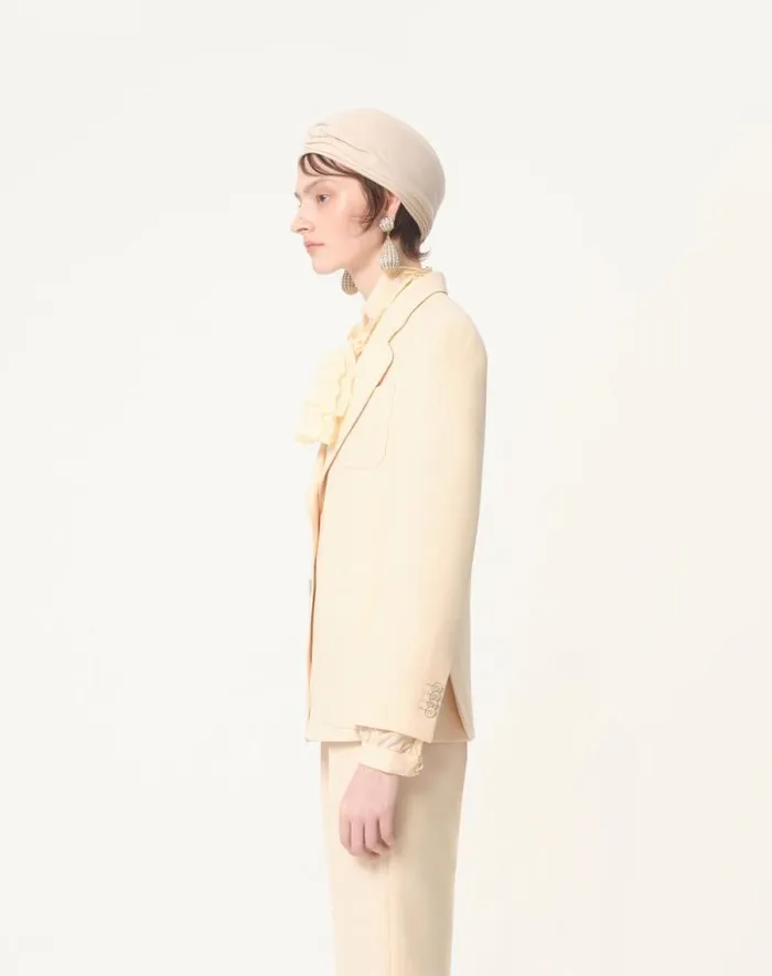 Valentino Jackets And Blazers Woman Crepe Couture Blazer For Woman In Birch Birch Valentino Jackets And Blazers Woman Crepe Couture Blazer For Woman In Birch Birch