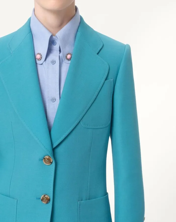 Valentino Jackets And Blazers Woman Crepe Couture Blazer For Woman In Birch Birch Valentino Jackets And Blazers Woman Crepe Couture Blazer For Woman In Birch Birch