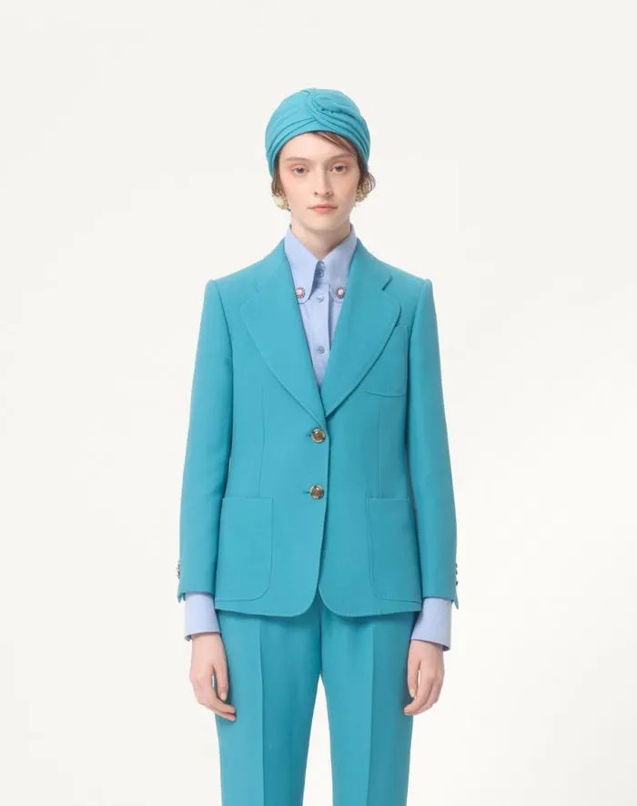 Valentino Jackets And Blazers Woman Crepe Couture Blazer For Woman In Birch Birch Valentino Jackets And Blazers Woman Crepe Couture Blazer For Woman In Birch Birch