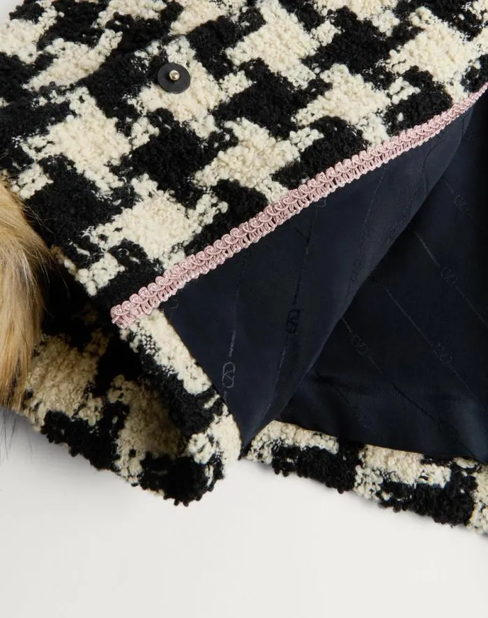 Valentino Jackets And Blazers Woman Macro Pied De Poule Tweed Jacket For Woman In Ivoryblack Ivoryblack Valentino Jackets And Blazers Woman Macro Pied De Poule Tweed Jacket For Woman In Ivoryblack Ivoryblack